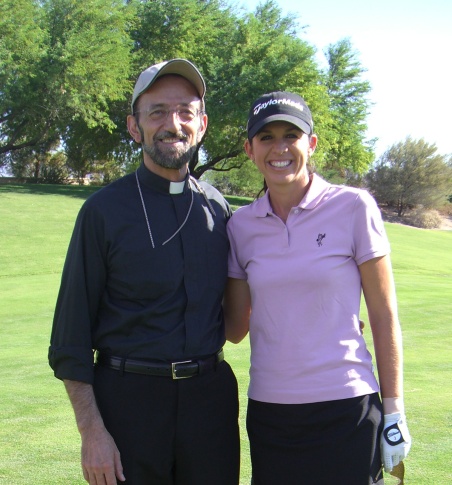 Metropolitan Gerasimos with LPGA golfer Nicole Dalkas Castrale